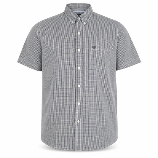 Chaps Mens Black Check Short Sleeve Button-Down Shirt L