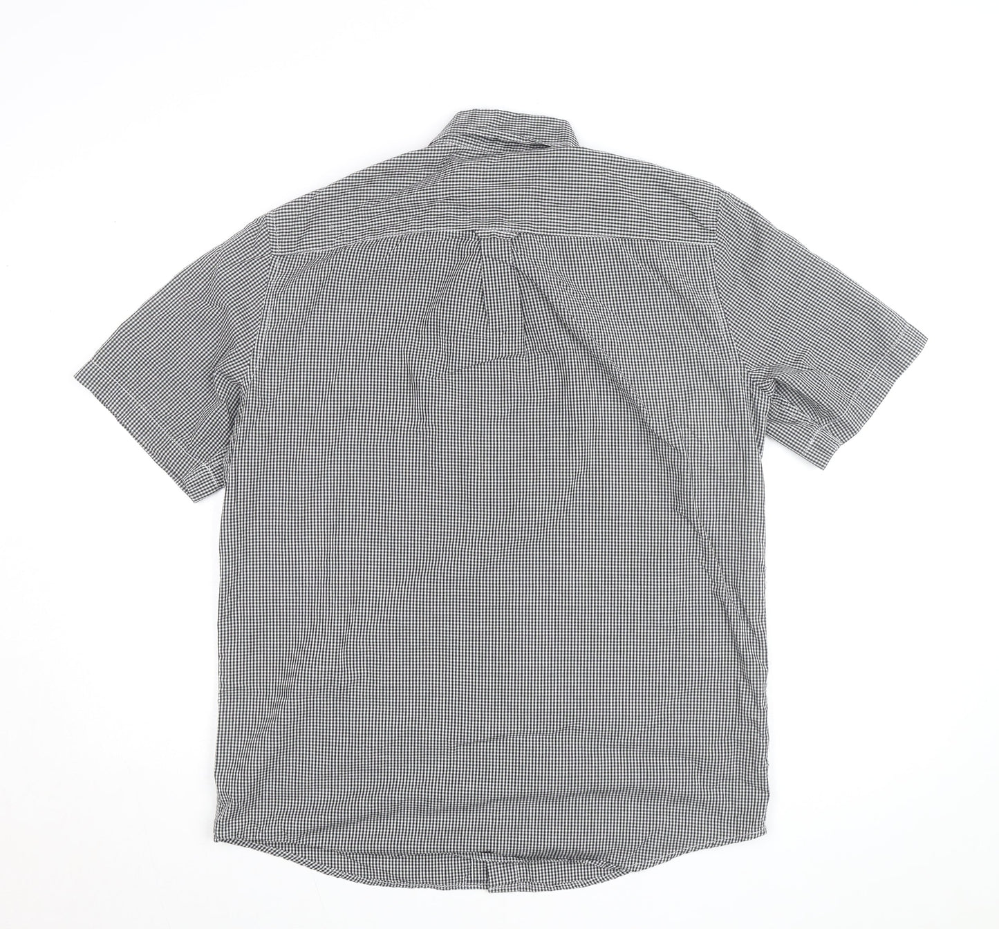 Chaps Mens Black Check Short Sleeve Button-Down Shirt L