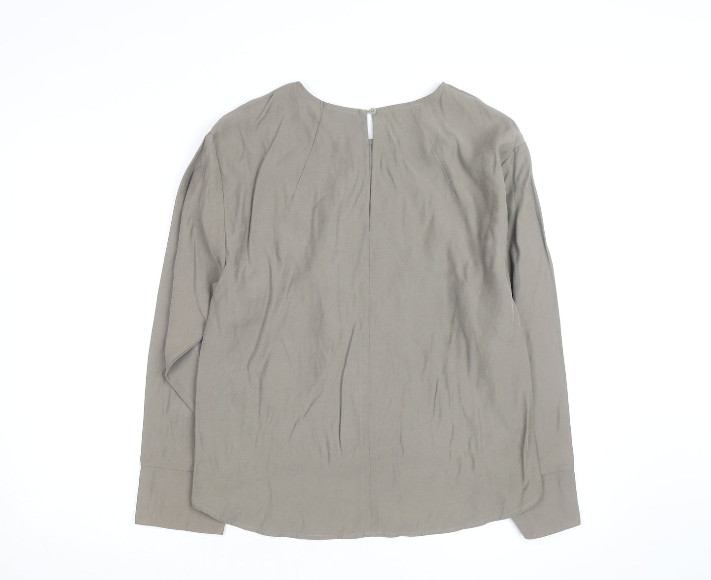 Prologue Women's Grey Rayon Blend Long Sleeve Crew Neck Blouse Size M
