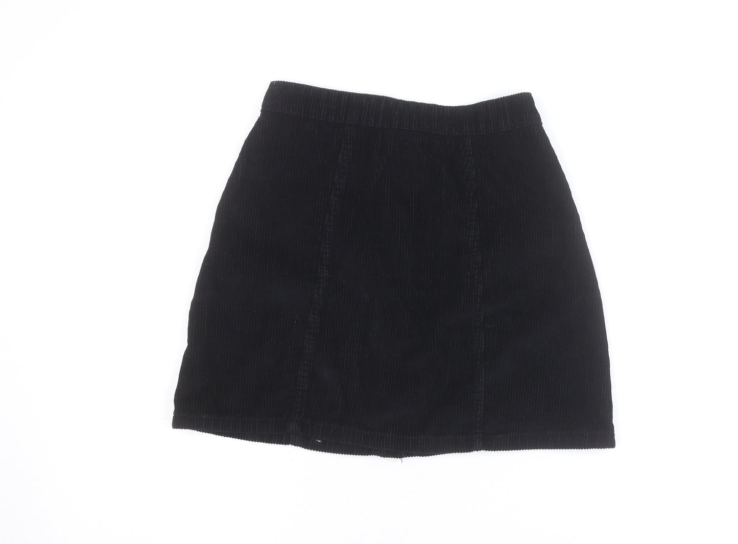 Denim Co. Womens Black Corduroy A-Line Button Mini Skirt Size 4