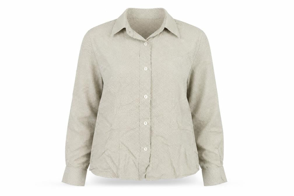 Sisley Women’s Beige Geometric Long Sleeve Button-Up Shirt Size 16