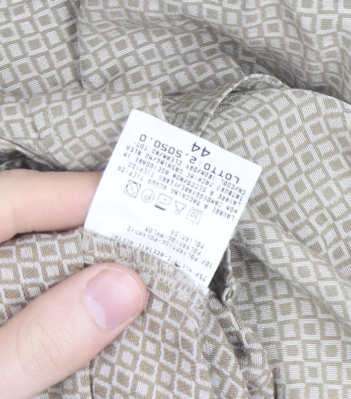 Sisley Women’s Beige Geometric Long Sleeve Button-Up Shirt Size 16