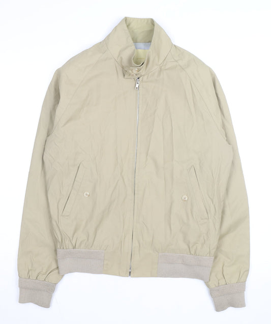 a RIBBON Men's Beige Bomber Jacket Medium Cotton Blend Stand-Up Collar