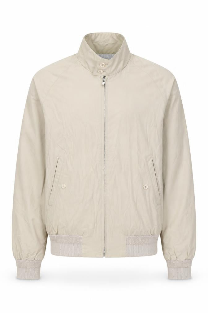 a RIBBON Men's Beige Bomber Jacket Medium Cotton Blend Stand-Up Collar