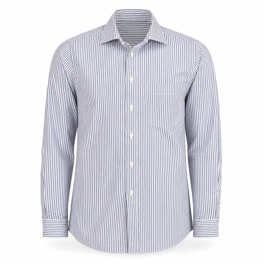 Jonelle Men's Blue Striped Cotton Long Sleeve Button-Up Shirt 15/38 Regular