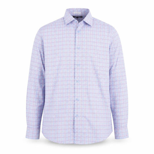 Dunnes Men's Blue Slim Fit Long Sleeve Check Shirt Size L
