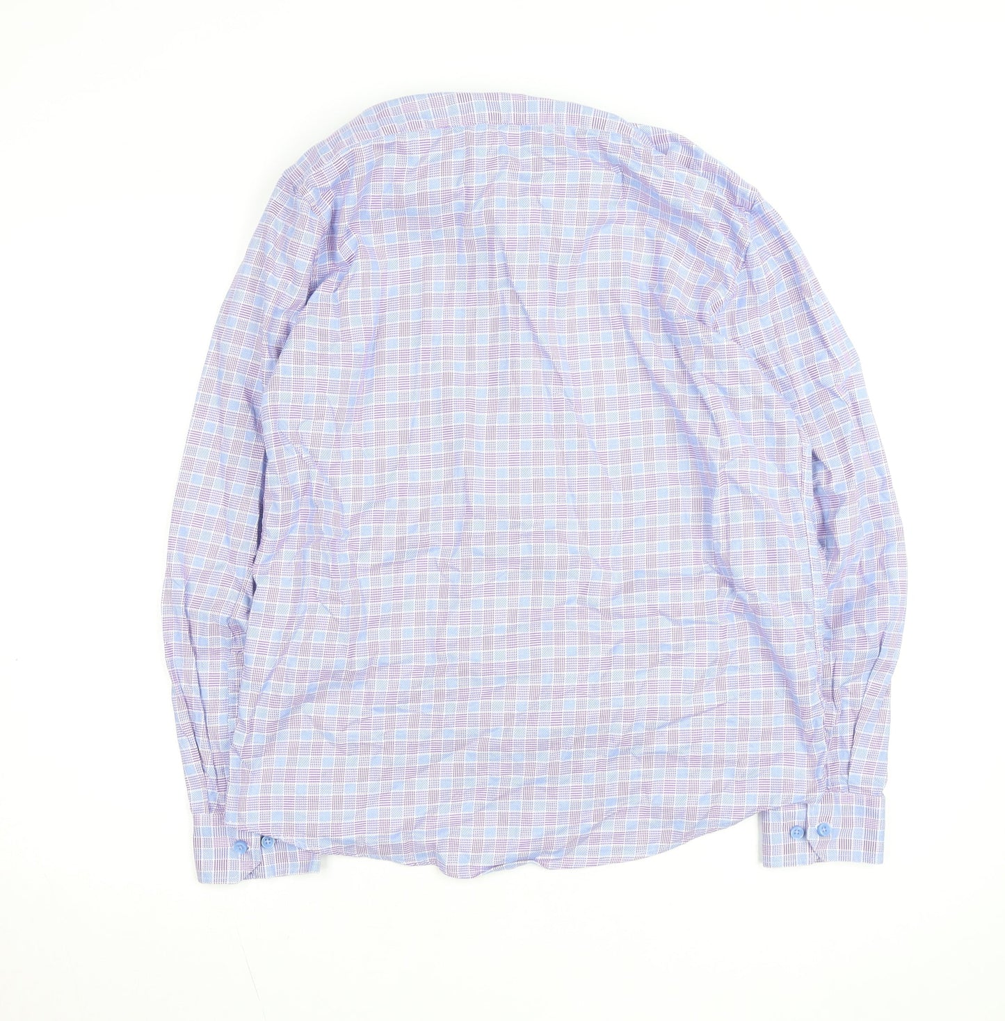 Dunnes Stores Men's Blue Slim Fit Long Sleeve Check Shirt Size L