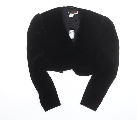 Scarlett Nite Women's Black Velvet Cropped Bow Long Sleeve Blouse Size S