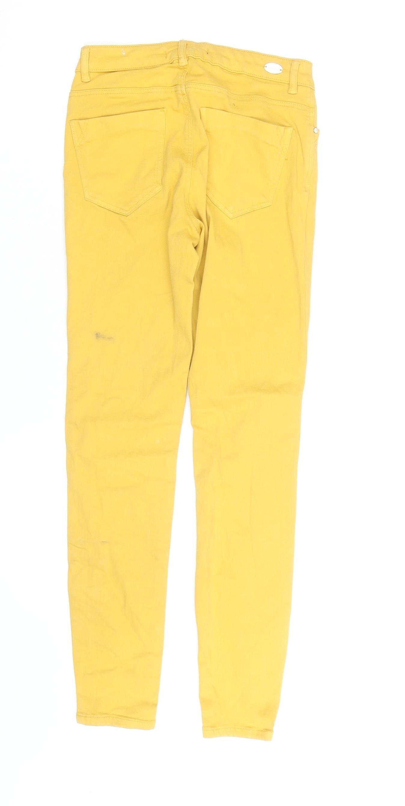 Zara Women Yellow Skinny Chino Trousers Size 6