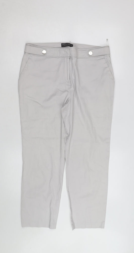 Dorothy Perkins Women Grey Chino Trousers Size 14 Regular Straight Leg