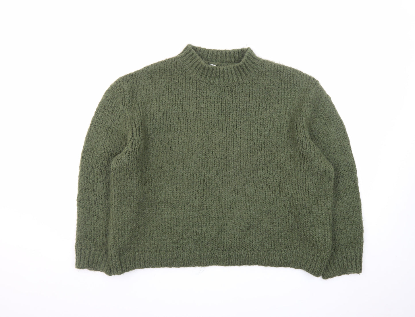 Zara Women Green Chunky-Knit Pullover Jumper Size 8