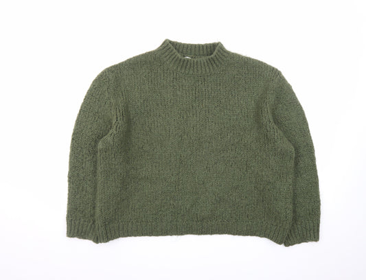 Zara Women Green Chunky-Knit Pullover Jumper Size 8