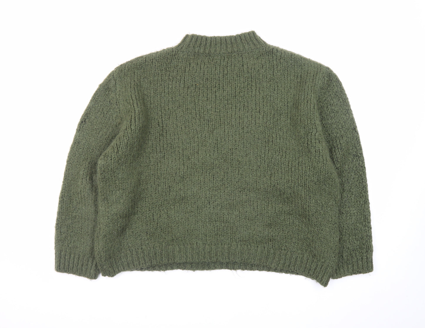 Zara Women Green Chunky-Knit Pullover Jumper Size 8