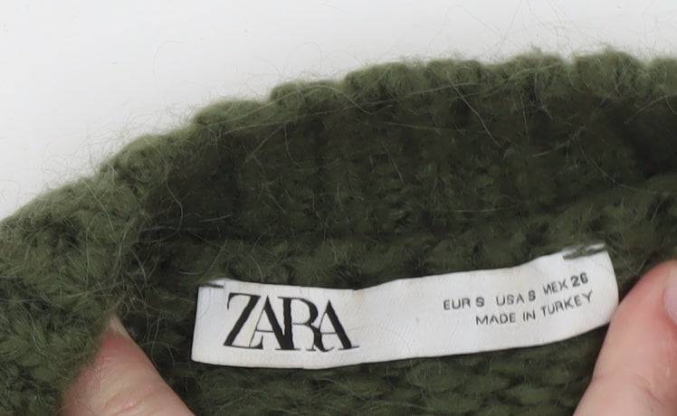 Zara Women Green Chunky-Knit Pullover Jumper Size 8