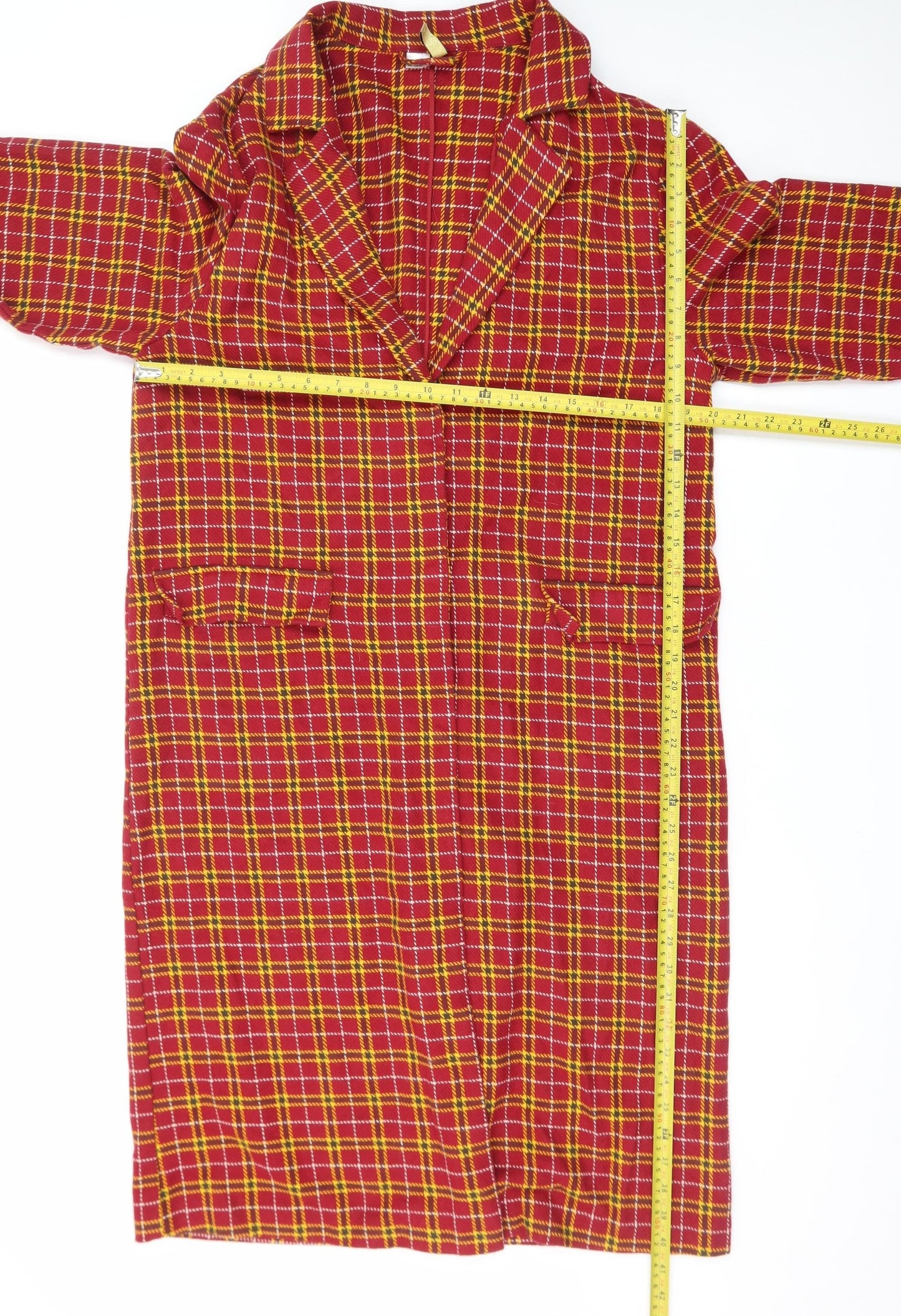 H&M Divided Women's Red Plaid Cotton Coat Size 8 Long Sleeve