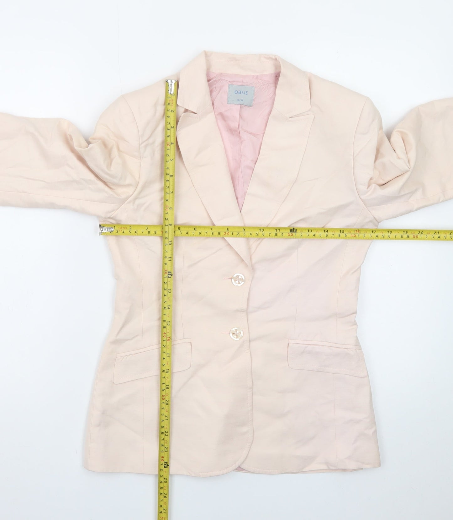 Oasis Women Beige Blazer Size 10 Linen Viscose Formal Jacket