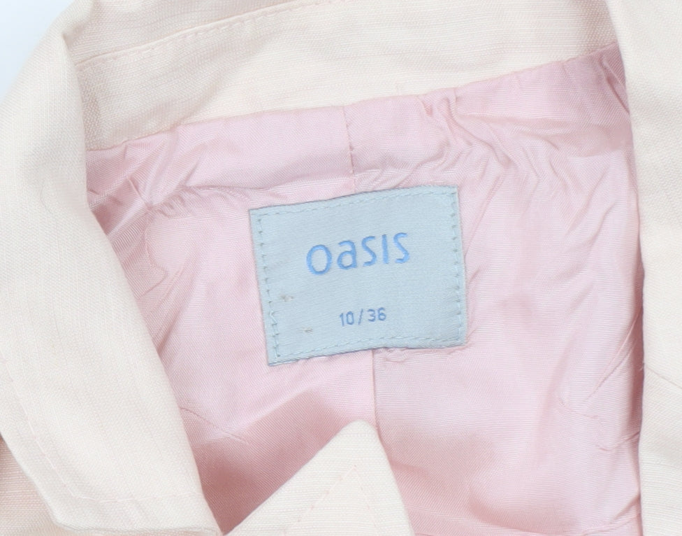 Oasis Women Beige Blazer Size 10 Linen Viscose Formal Jacket
