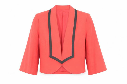 Jaeger Womens Red Linen Blend Shawl Collar Blazer Size 16