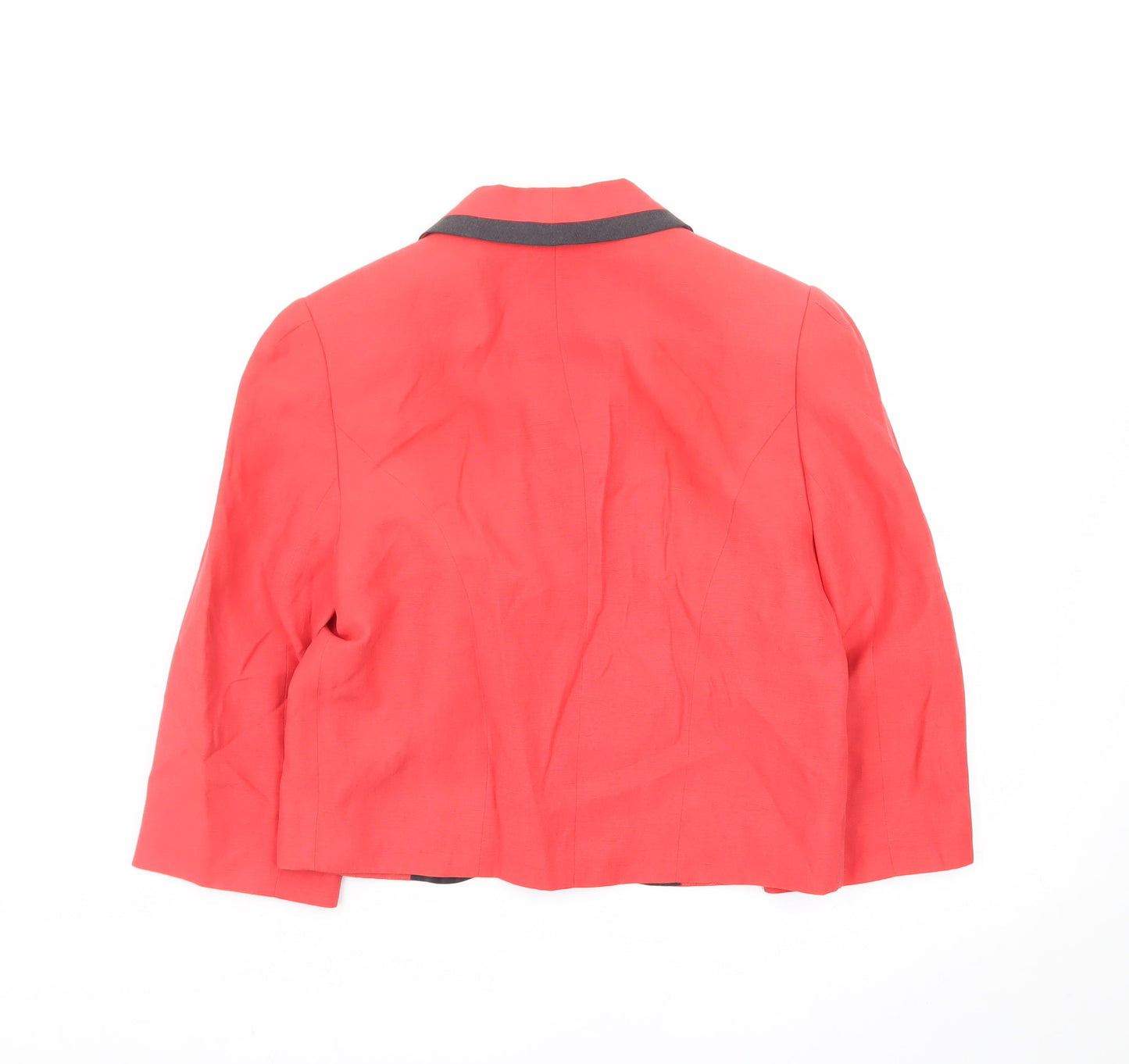 Jaeger Womens Red Linen Blend Shawl Collar Blazer Size 16