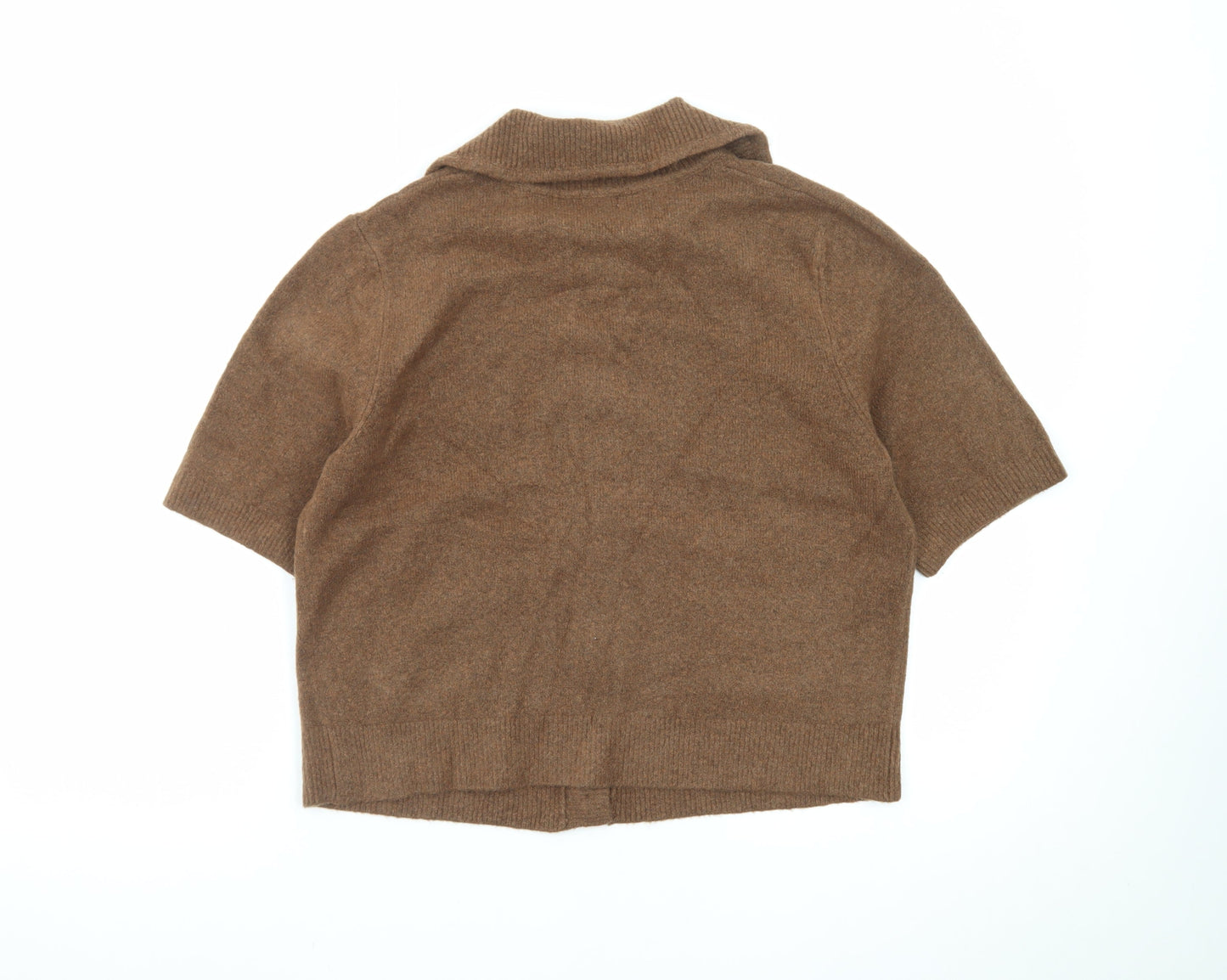 Marks and Spencer Women's Brown Collared Short Sleeve Cardigan M
