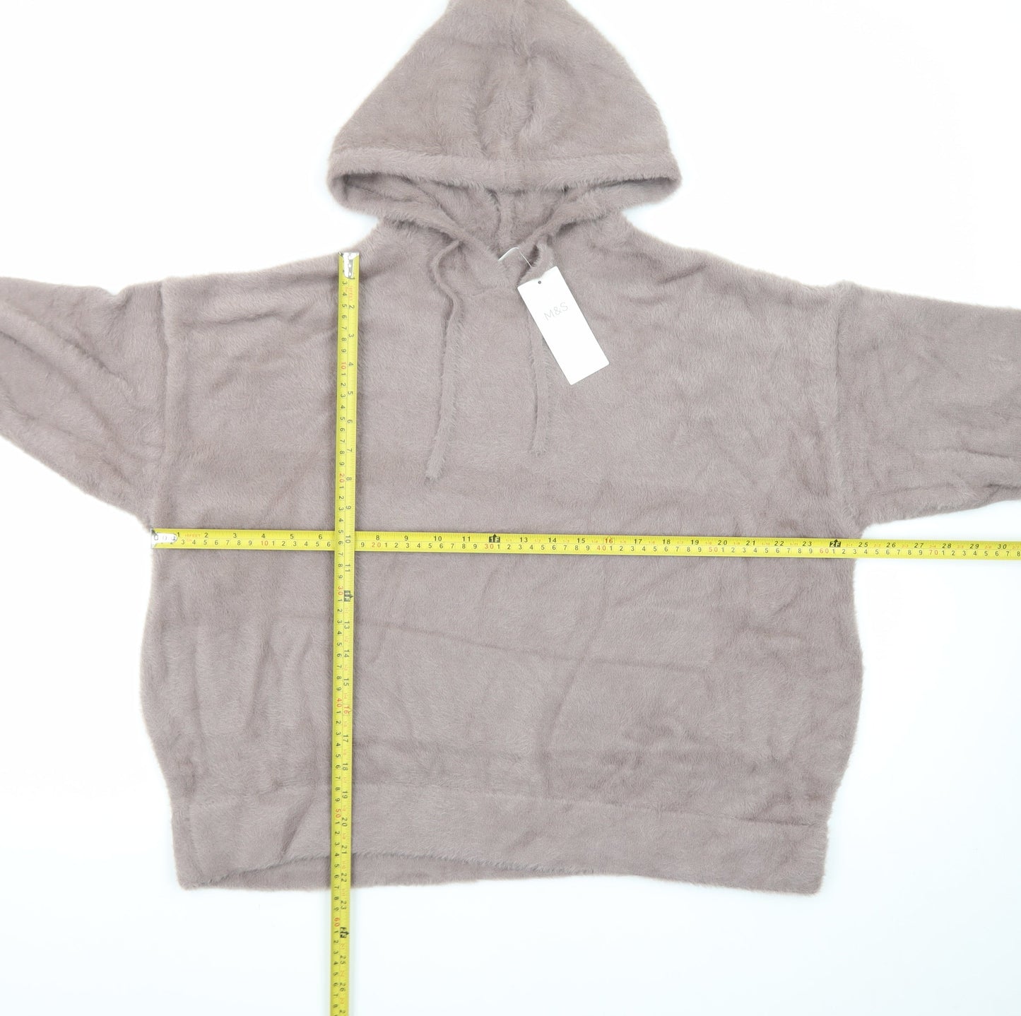 Marks and Spencer Women Beige Hooded Fleece Pullover Jumper Size L