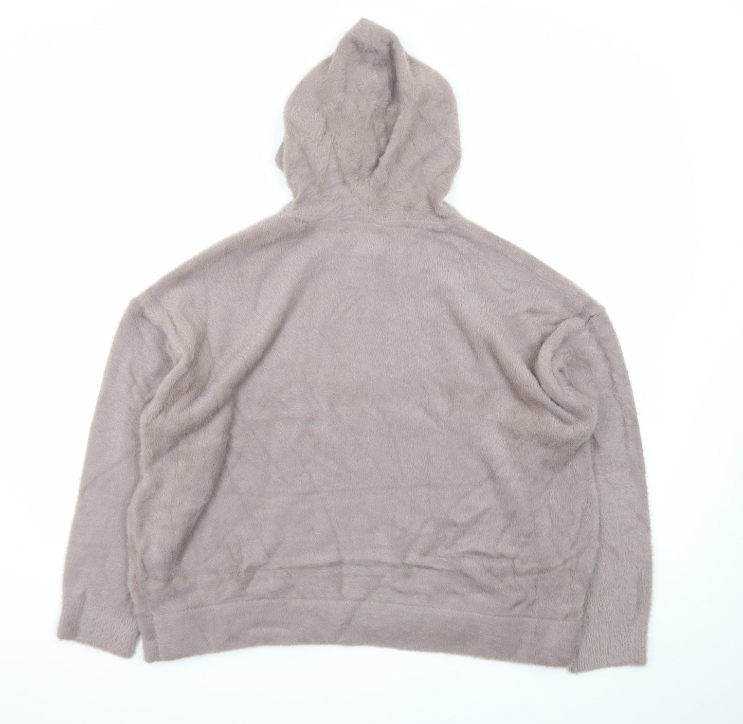 Marks and Spencer Women Beige Hooded Fleece Pullover Jumper Size L