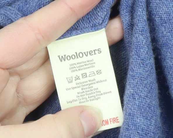 Woolovers Women's Blue 100% Merino Wool Long Sleeve Cardigan S