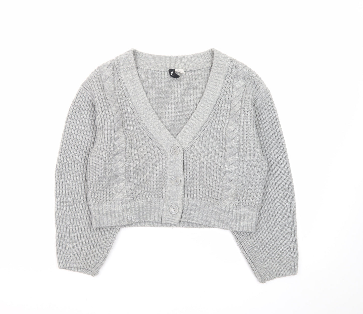 H&M Divided Women Grey Cable-Knit Cropped Cardigan Size S