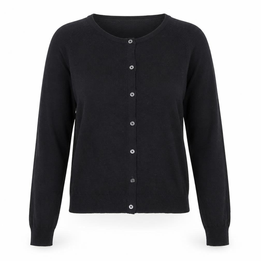 Next Women's Black Crew Neck Cardigan Size 8 Cotton Blend