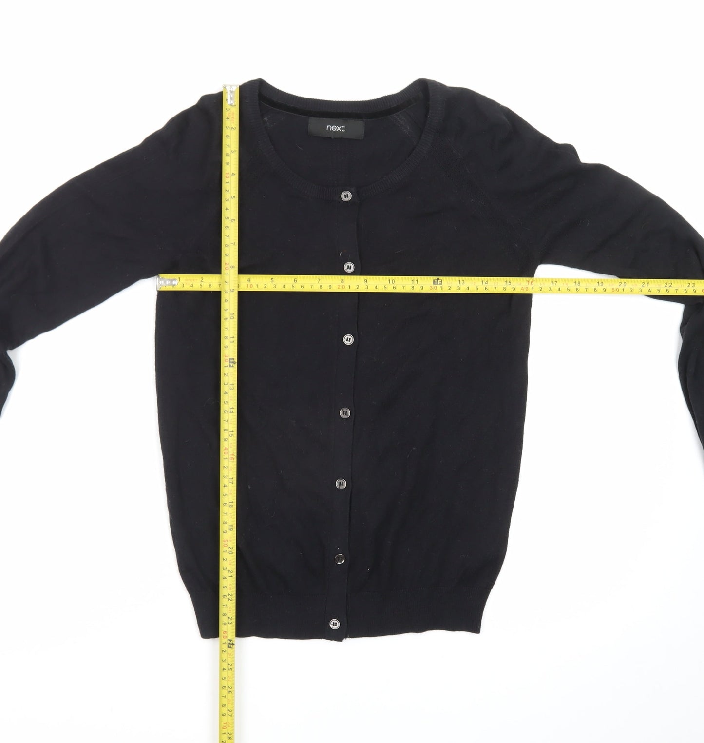 Next Women's Black Crew Neck Cardigan Size 8 Cotton Blend