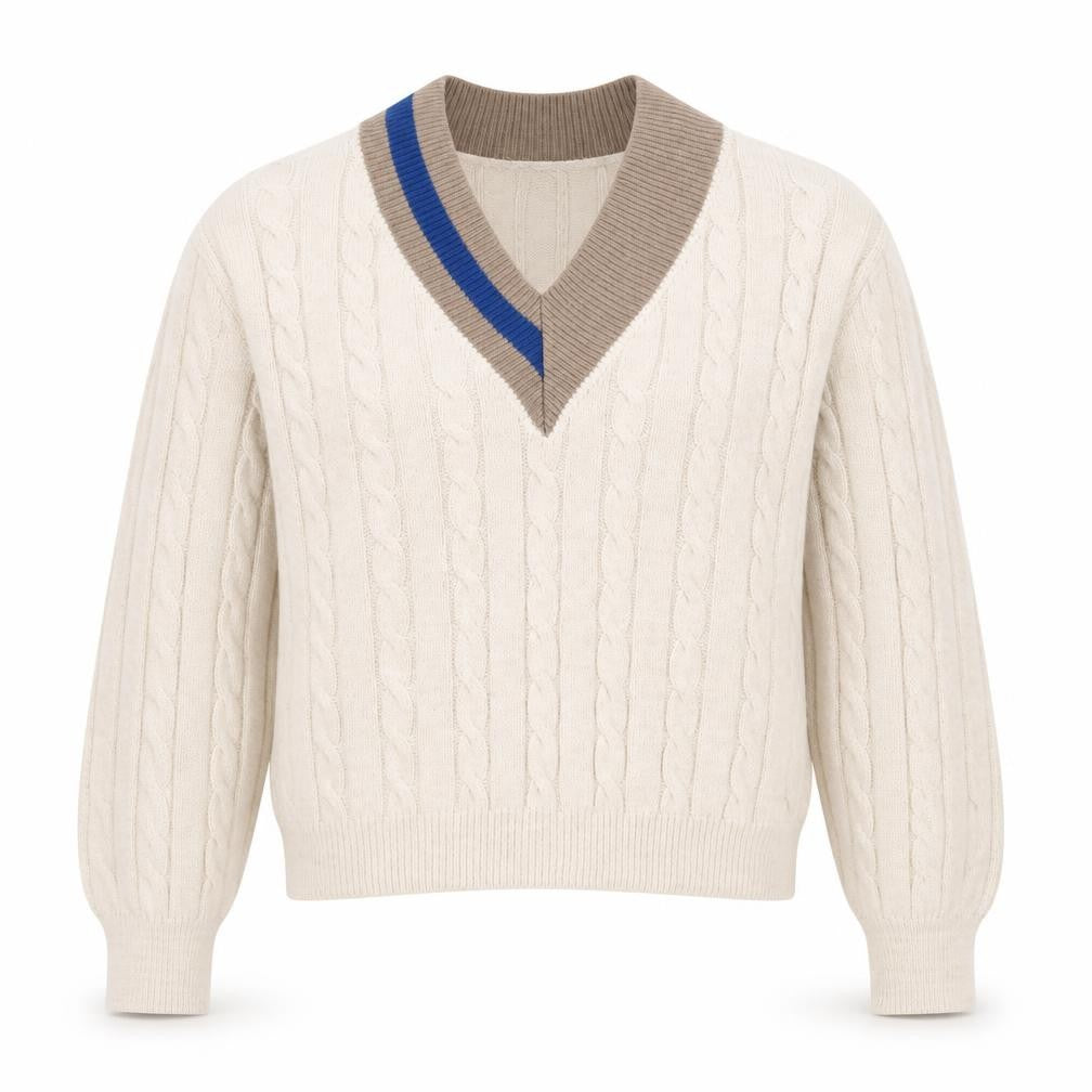 In The Style Women’s Beige Cable-Knit V-Neck Pullover Jumper Size 14