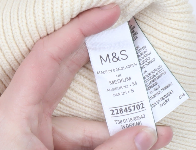 Marks and Spencer Women’s Ivory Full Zip Knit Jumper Size M
