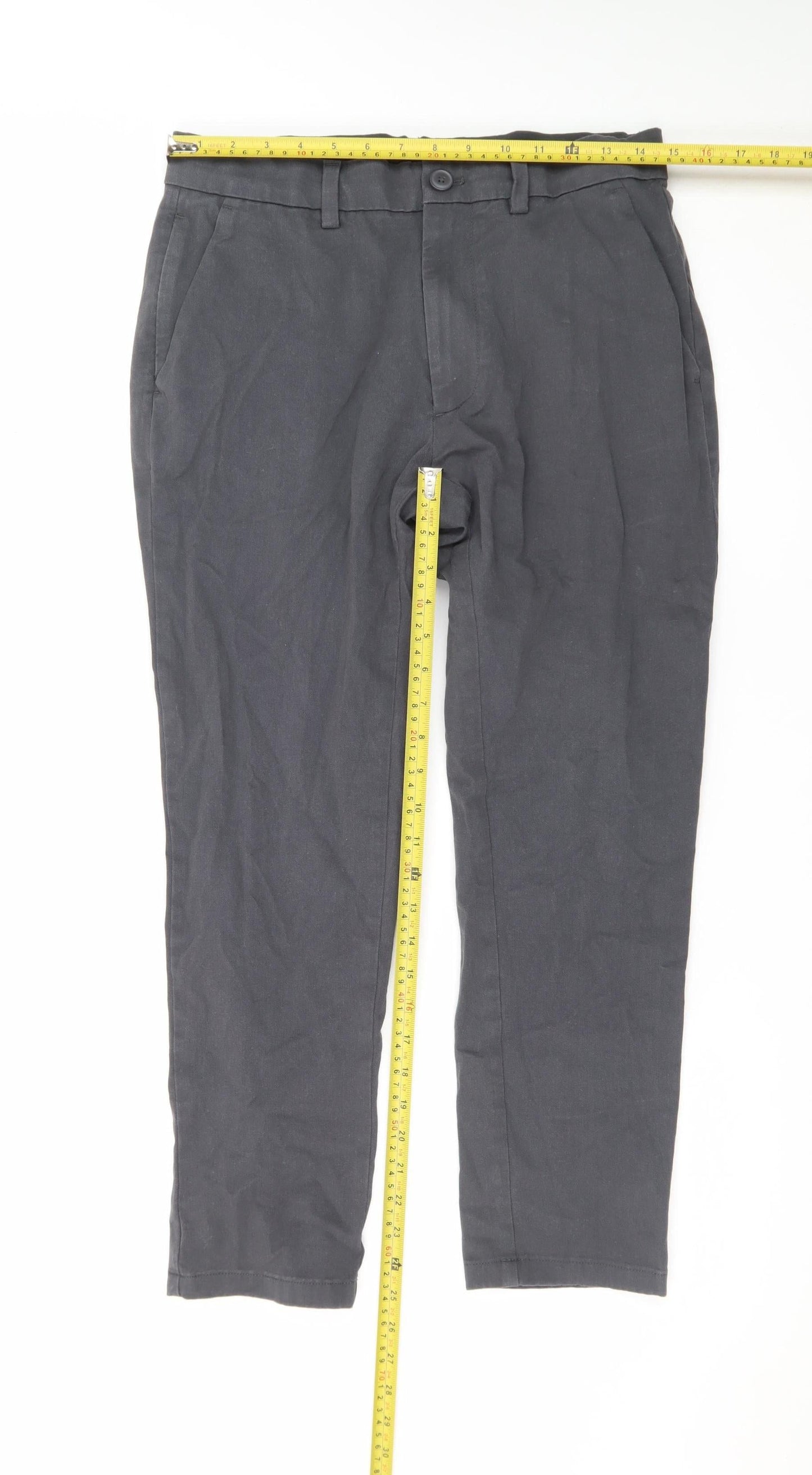 Marks and Spencer Men's Grey Slim Fit Cotton Chino Trousers 30W 29L
