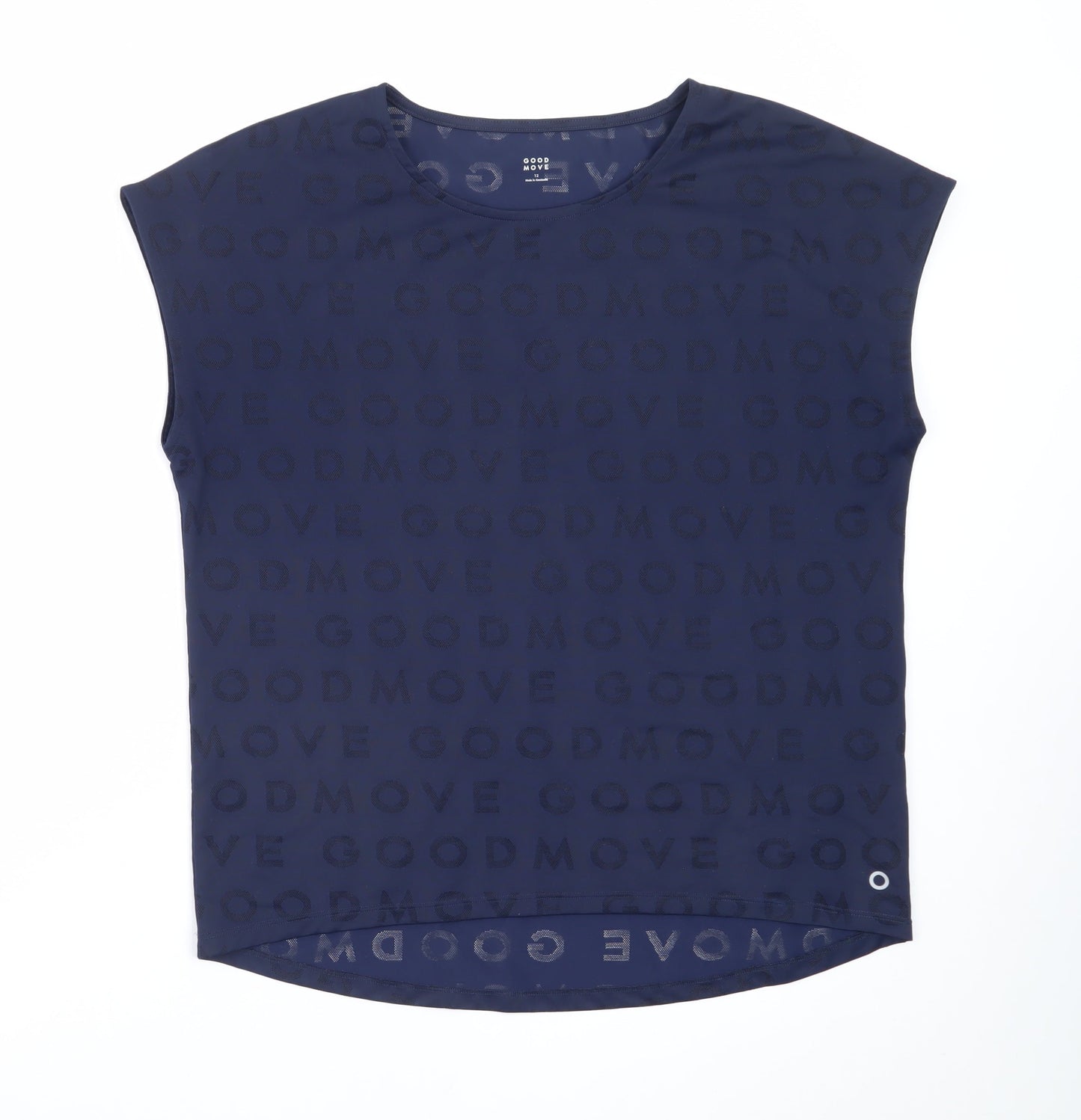 Marks and Spencer Women Navy Blue Polyester Blend Sleeveless T-Shirt Size 12
