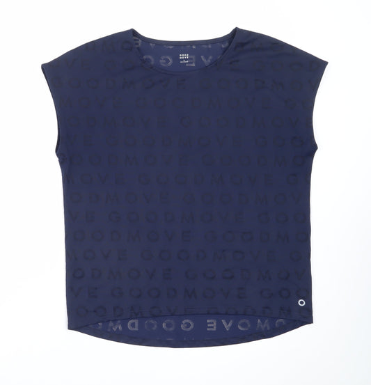 Marks and Spencer Women Navy Blue Polyester Blend Sleeveless T-Shirt Size 12