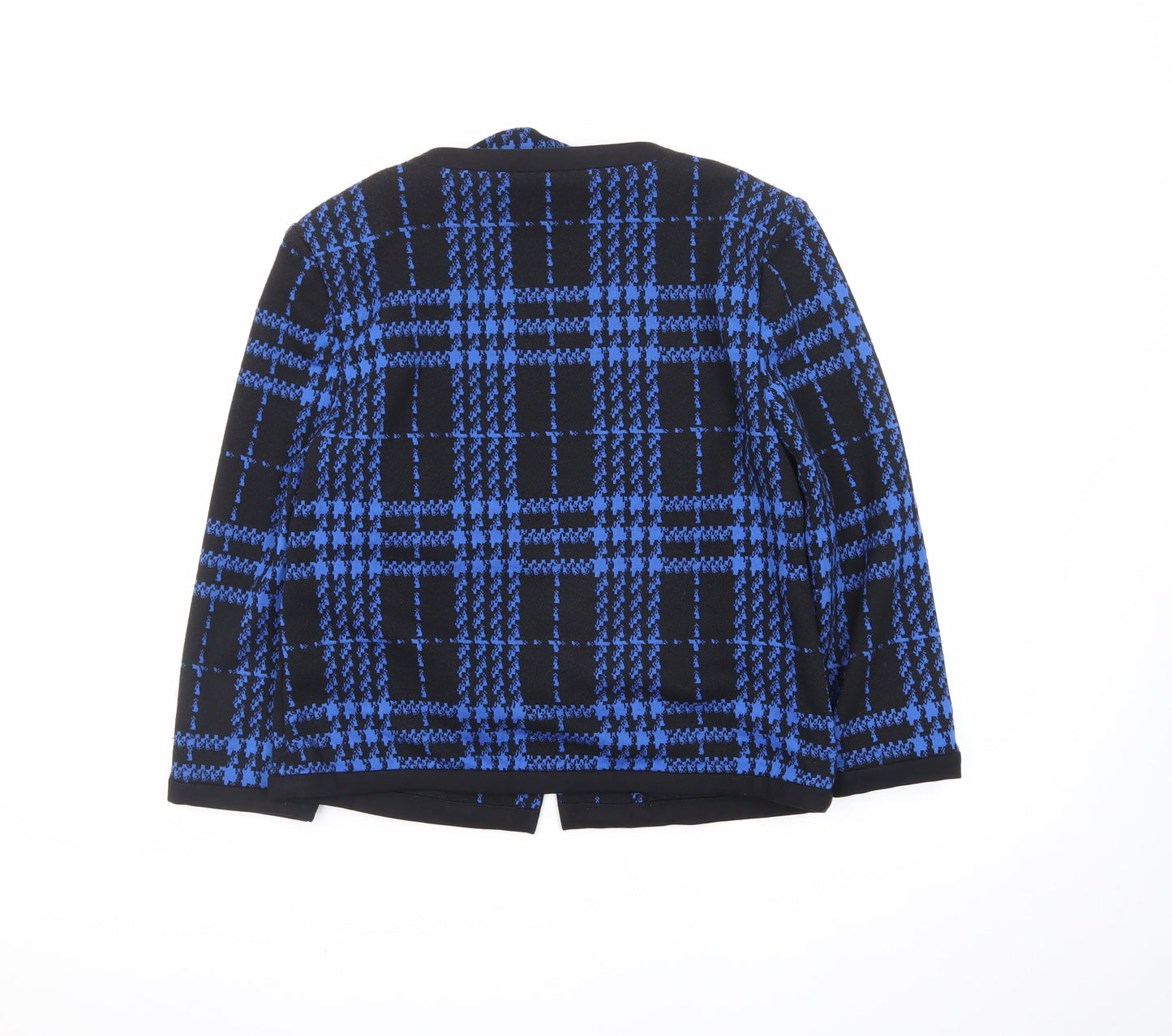 Marks and Spencer Women Blue Check Knit Open Jacket Size 10