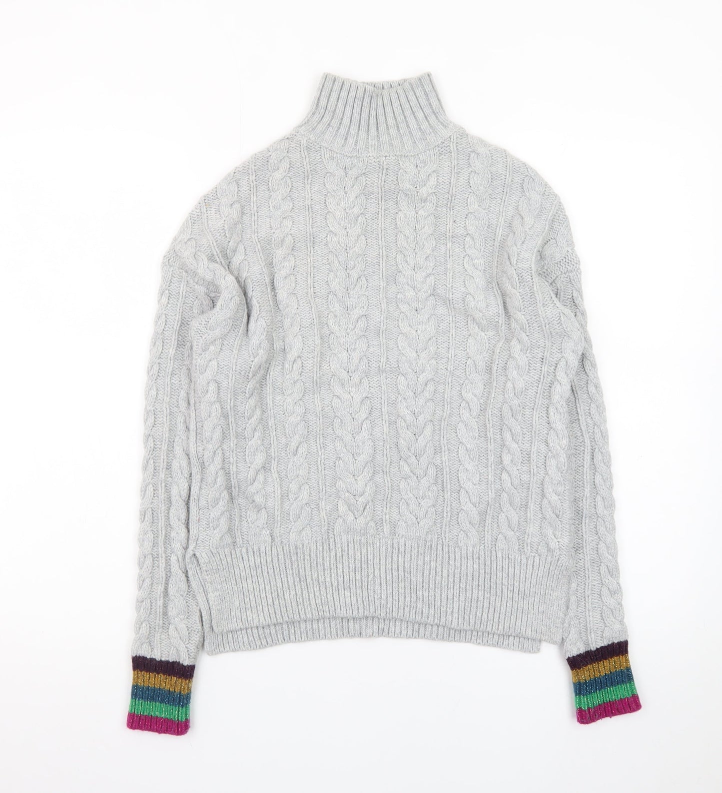 Boden Women’s Grey Cable-Knit Roll Neck Jumper Size S