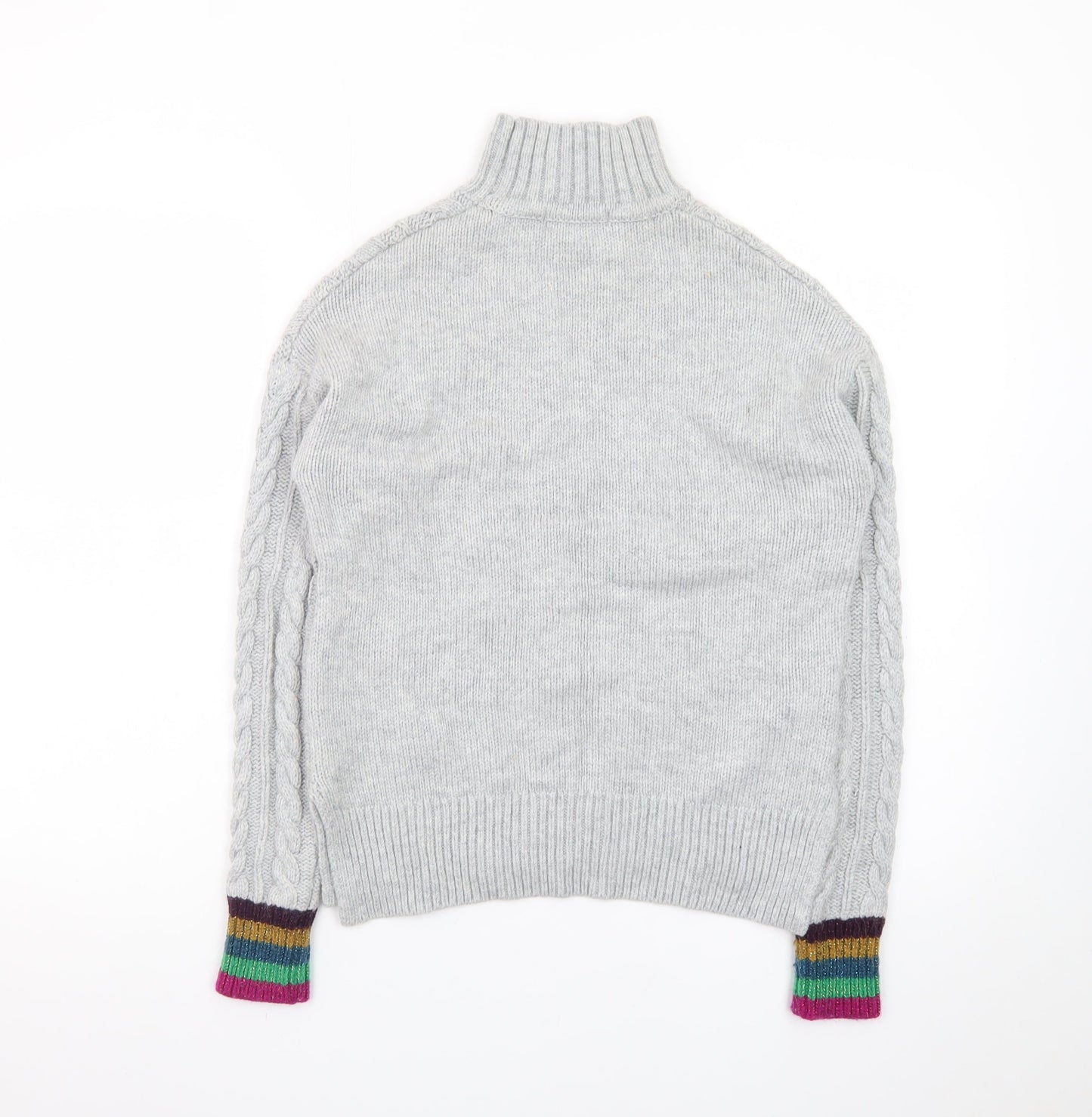 Boden Women’s Grey Cable-Knit Roll Neck Jumper Size S