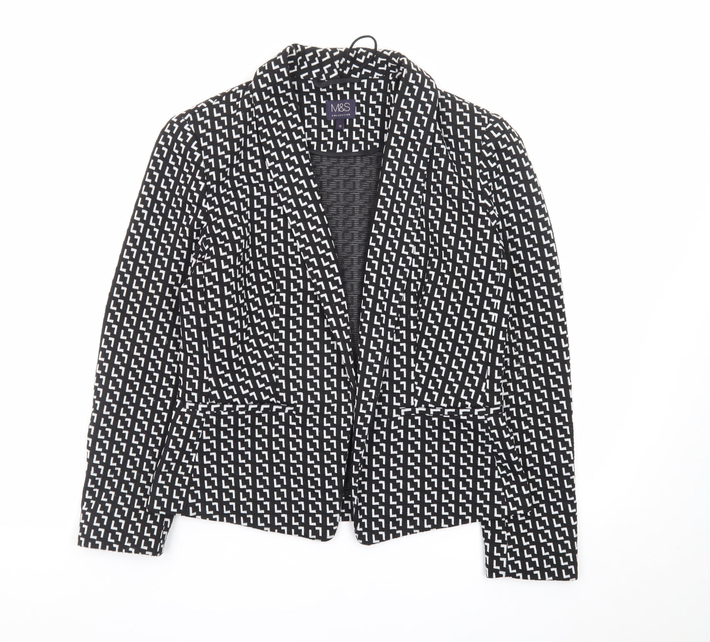 Marks and Spencer Women’s Black Geometric Blazer Size 12