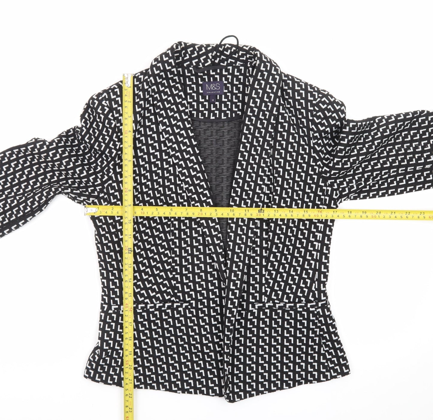 Marks and Spencer Women’s Black Geometric Blazer Size 12