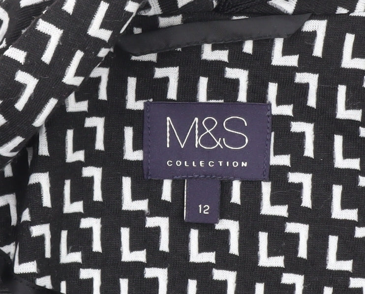 Marks and Spencer Women’s Black Geometric Blazer Size 12