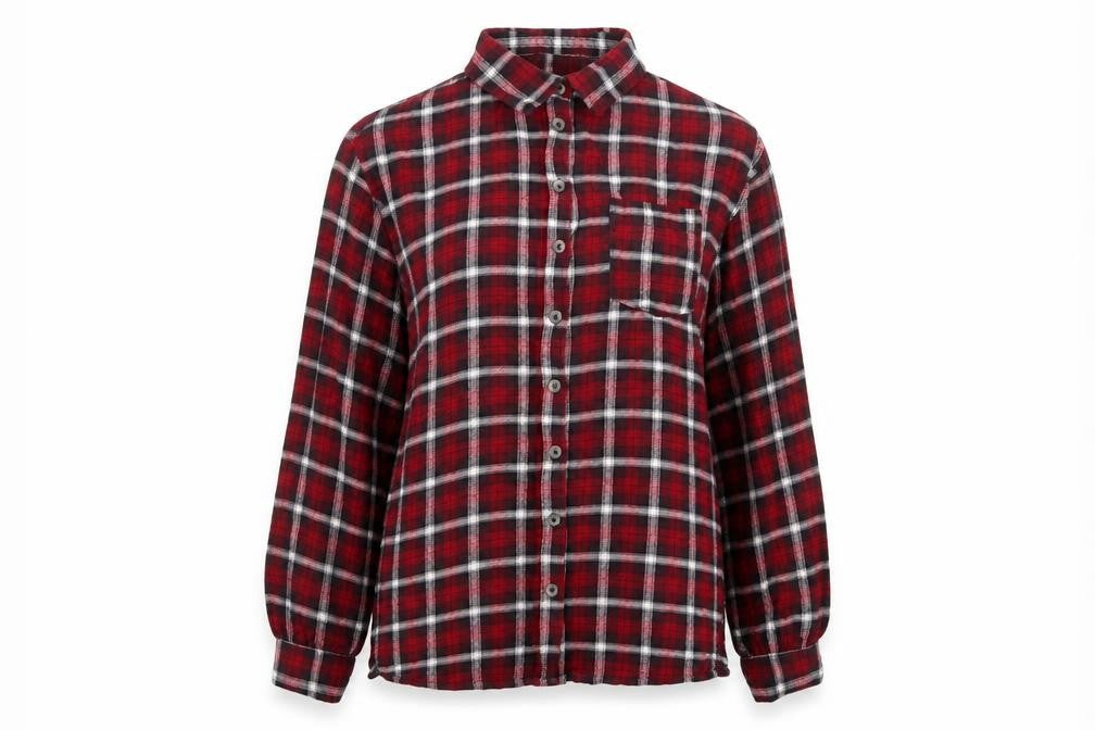 Brave Soul Women's Red Checked Flannel Button-Up Shirt Size S