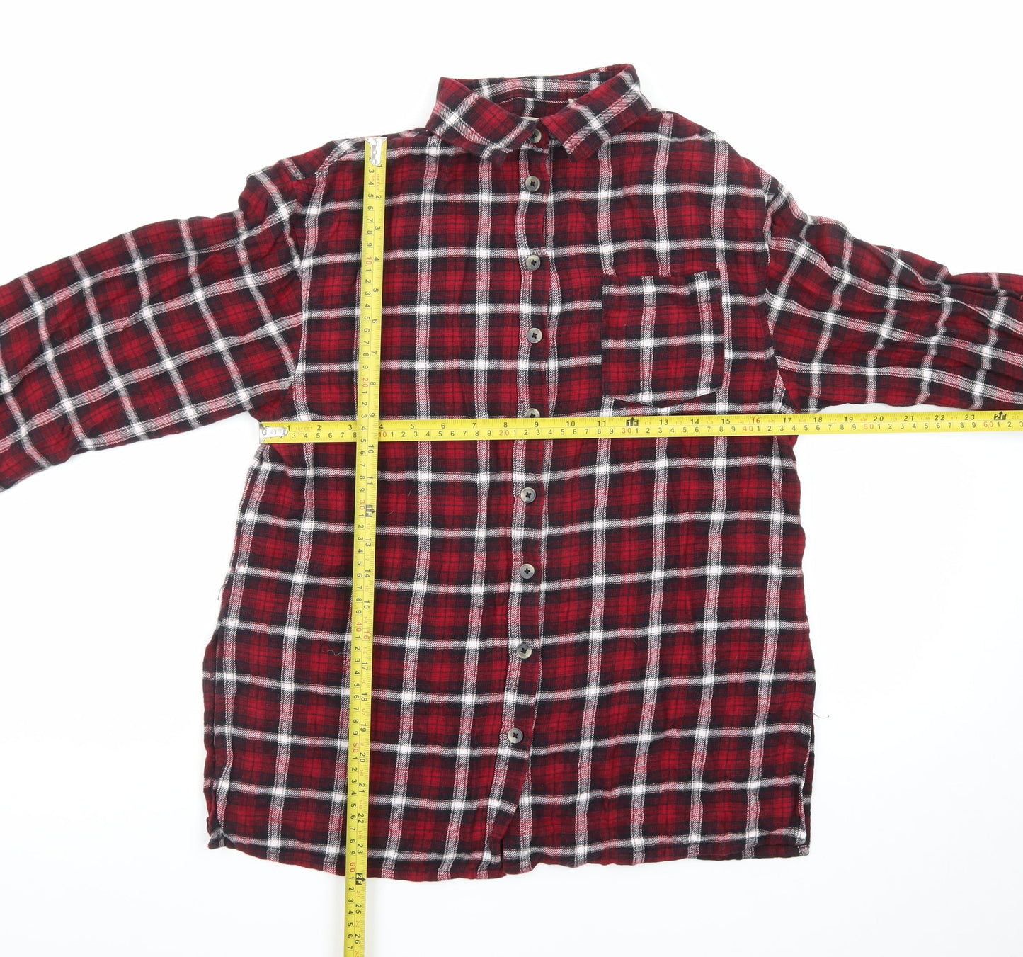 Brave Soul Women's Red Checked Flannel Button-Up Shirt Size S