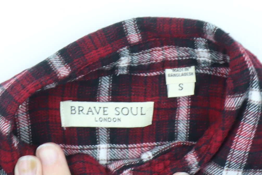 Brave Soul Women's Red Checked Flannel Button-Up Shirt Size S