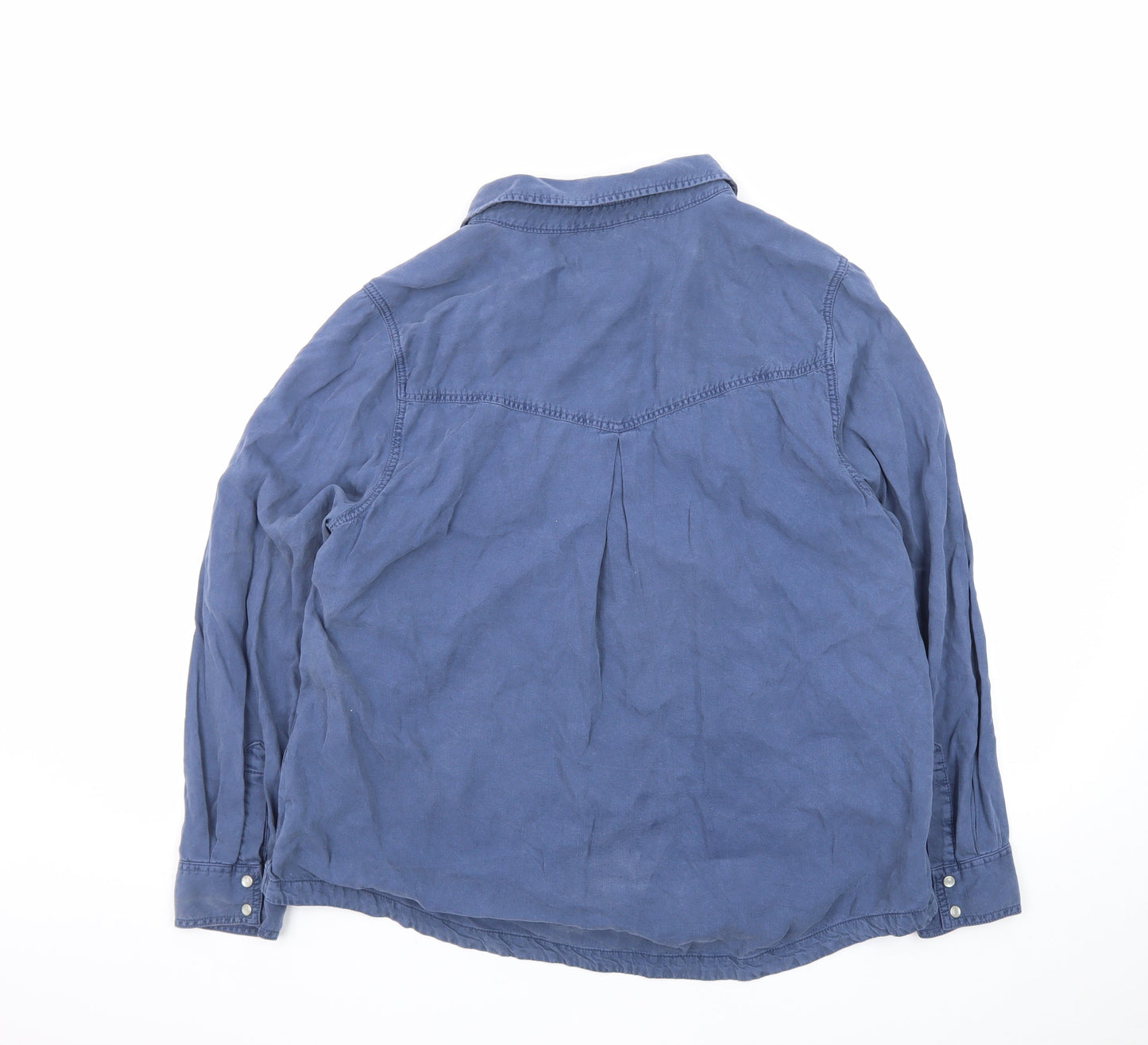 Marks and Spencer Women's Blue Cotton Button-Up Shirt Size 18