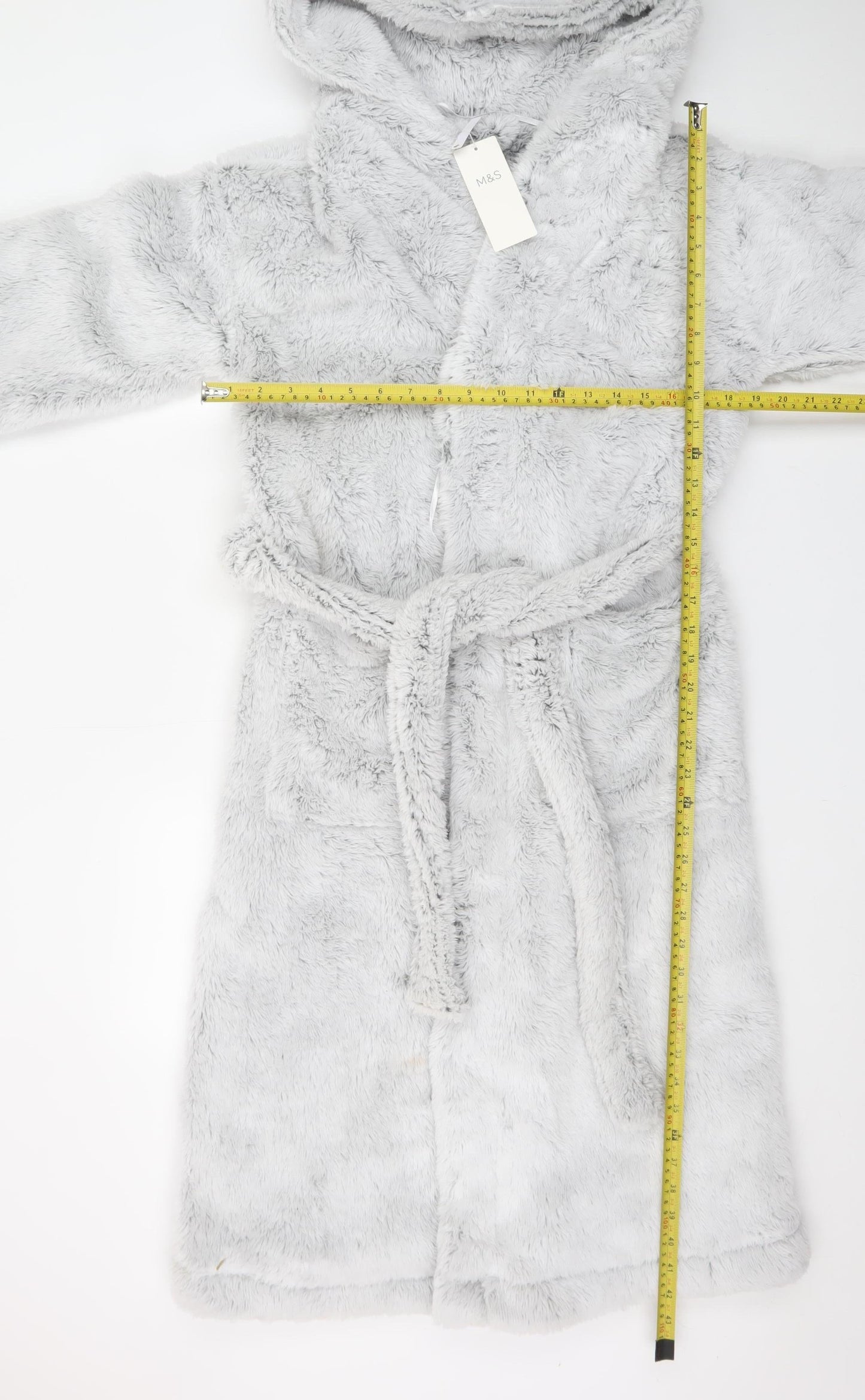 Marks and Spencer Women Grey Hooded Fleece Robe XS