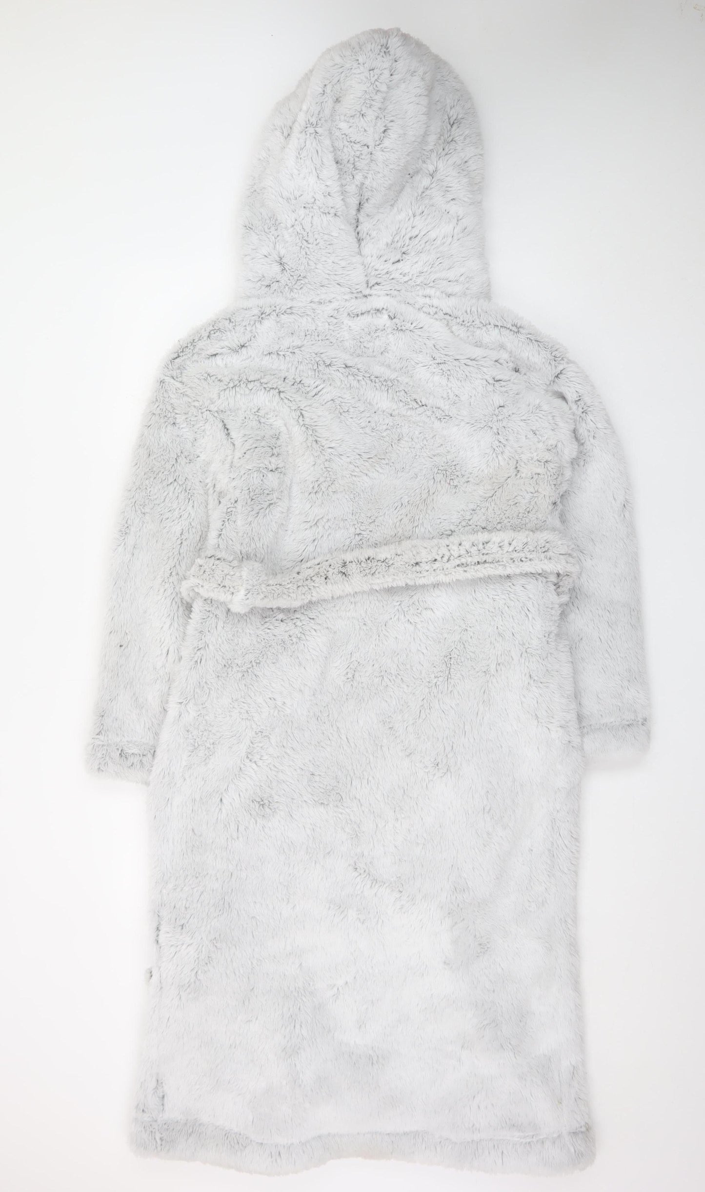 Marks and Spencer Women Grey Hooded Fleece Robe XS