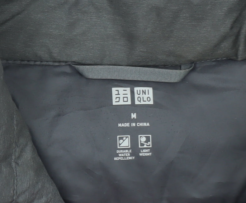 Uniqlo Men's Grey Lightweight Down Puffer Jacket M Water Resistant
