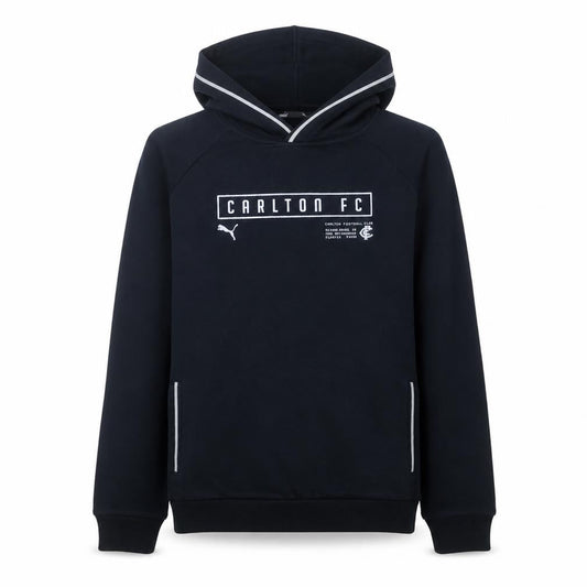 Puma Carlton FC Boys Black Pullover Hoodie Size 16 Regular Fit AFL Team Gear