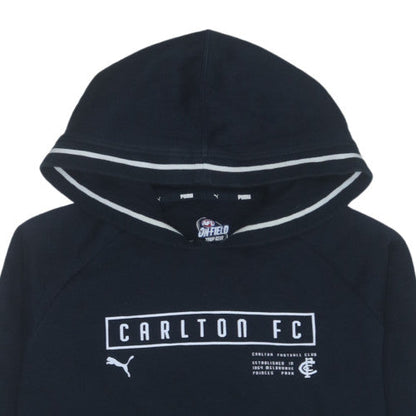Additional view of Puma Carlton FC boys’ black pullover hoodie, size 16, regular fit afl team gear